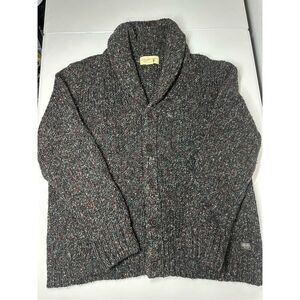 RALPH LAUREN Knit Mens Cardigan Shawl 1930s Marled Shawl Grey Wool Silk XL